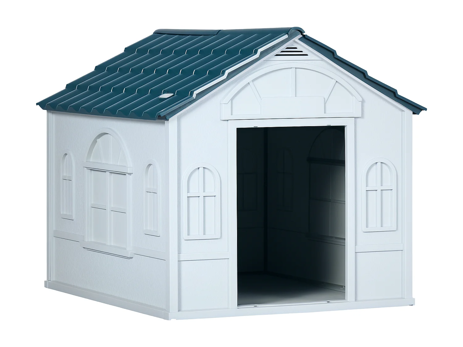 Niche pour chien design maisonnette - dim. 65L x 75l x 63H cm - PP bleu blanc