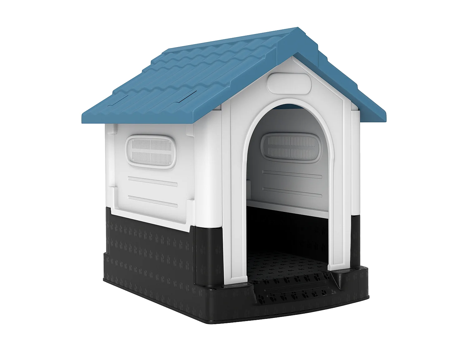 Niche pour chien - dim. 64L x 57l x 66H cm - PP bleu blanc