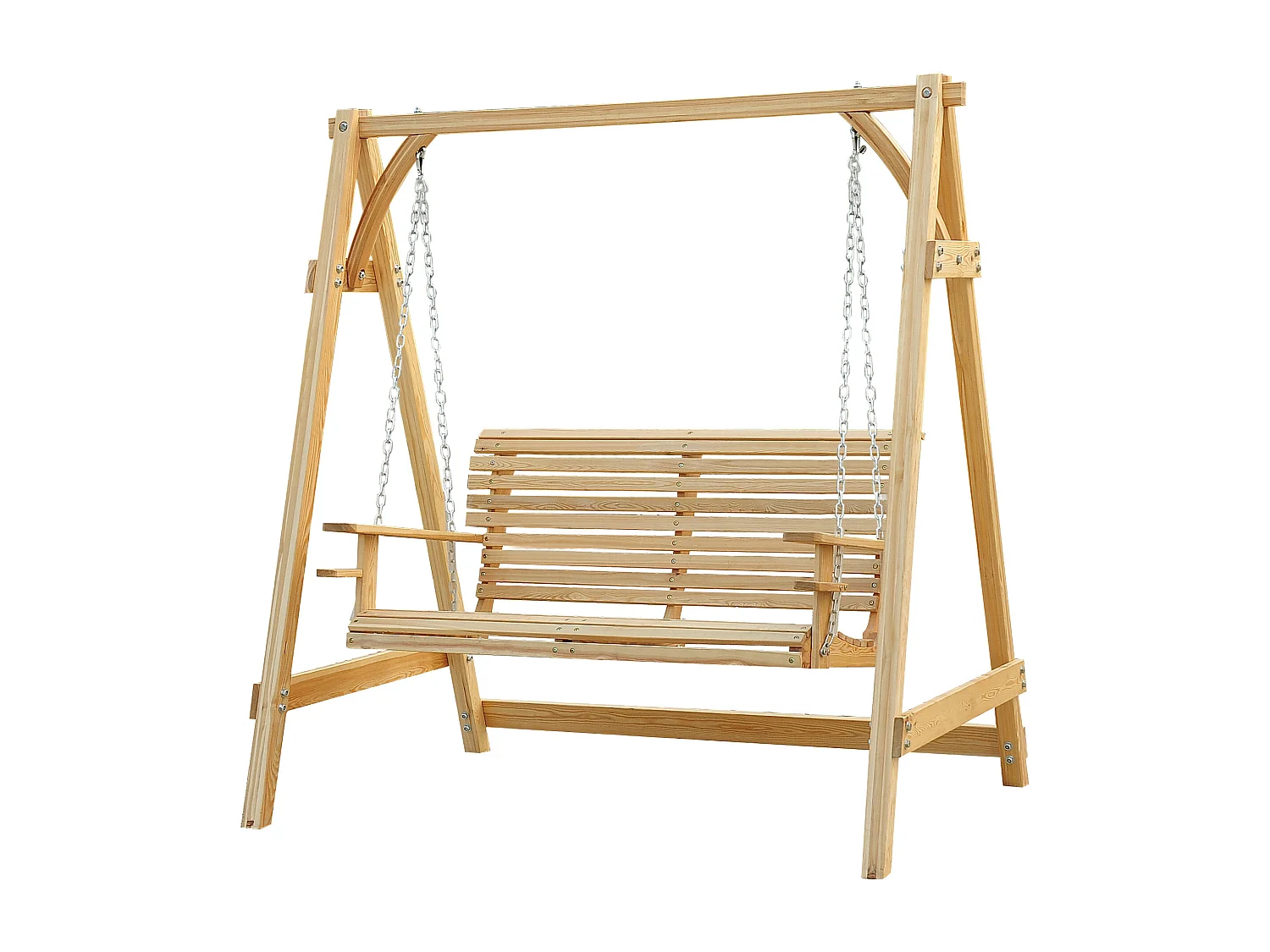 Balancelle de jardin 2 places dim. 1,8L x 1,2l x 1,85H m accoudoirs supports verres bois de mélèze pré-huilé