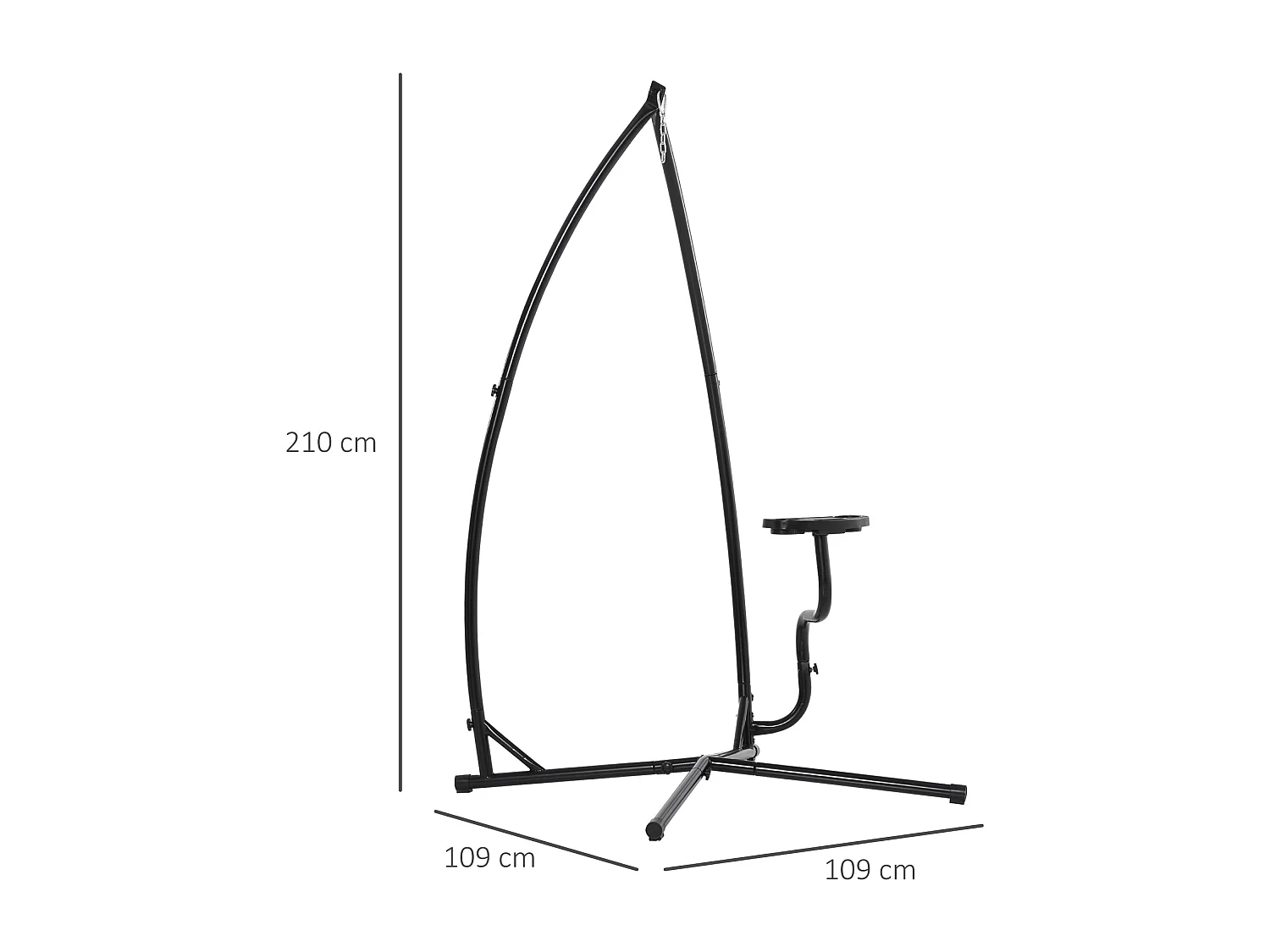 Support pour fauteuil suspendu - pied fauteuil suspendu - tablette réglable incluse - charge max. recommandée 120 Kg