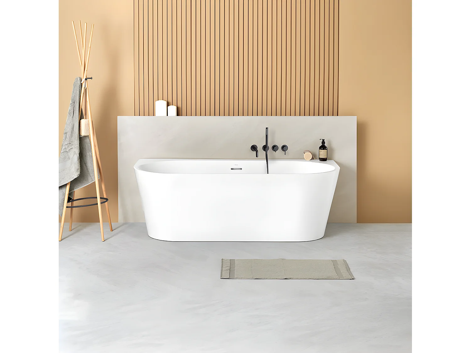 Bañera exenta TORINO MURO | SANYCCES  170 cm - Con grifo sobre Borde