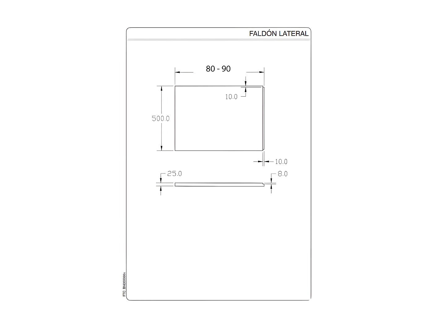 Faldón lateral para bañera CUBE©  80x50 cm
