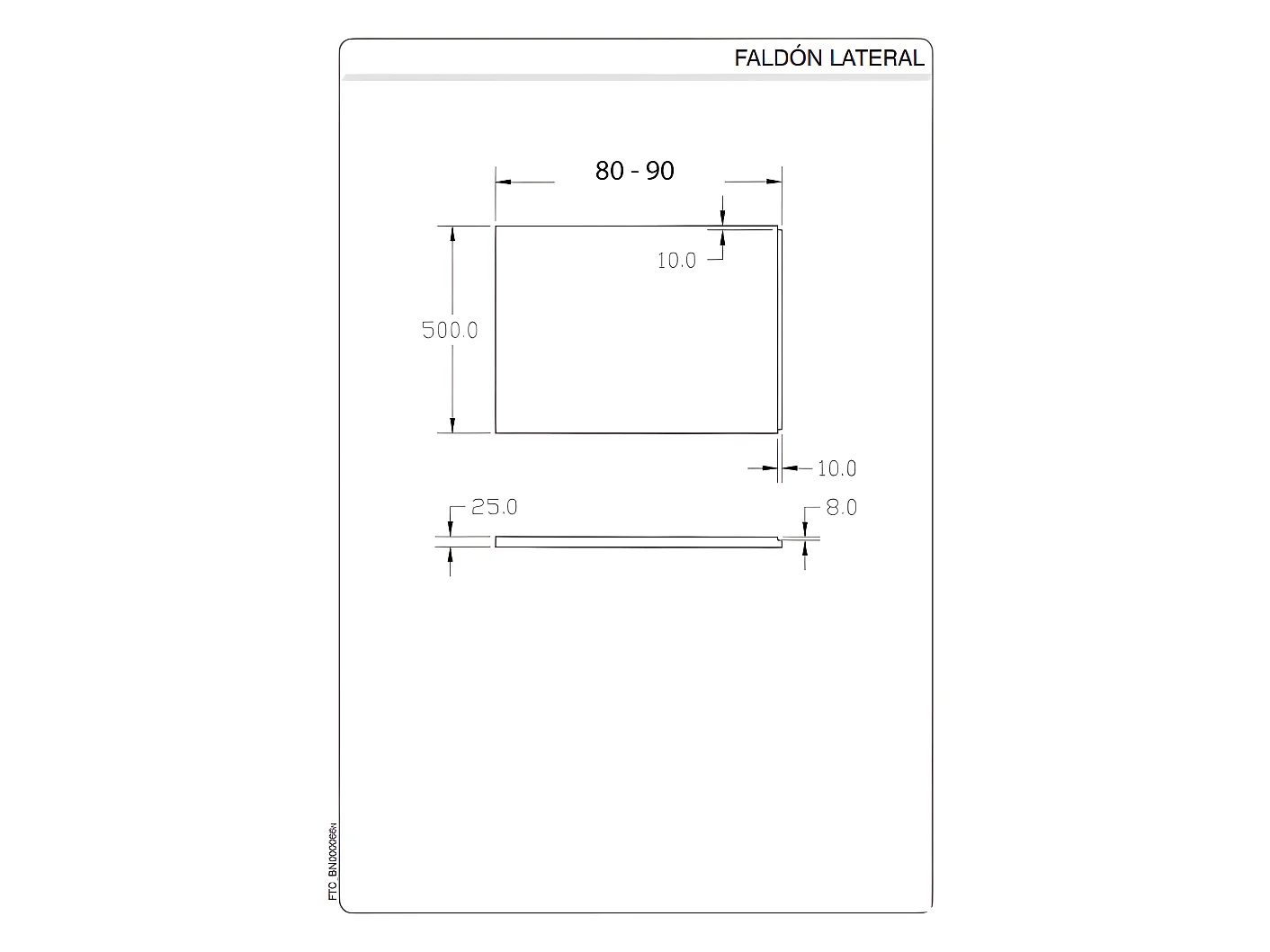 Faldón lateral para bañera CUBE©  80x50 cm