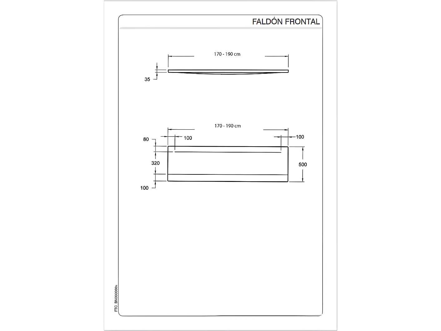 Faldón frontal para bañera CUBE©  170x50 cm