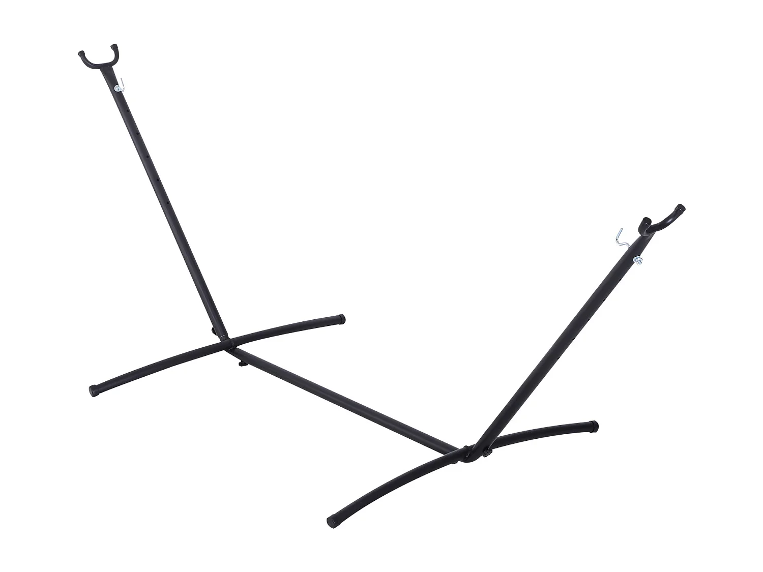 Support pied de hamac structure robuste métal époxy noir hauteur réglable 6 niveaux dim. 2,80L x 1,20l x 1,10H m