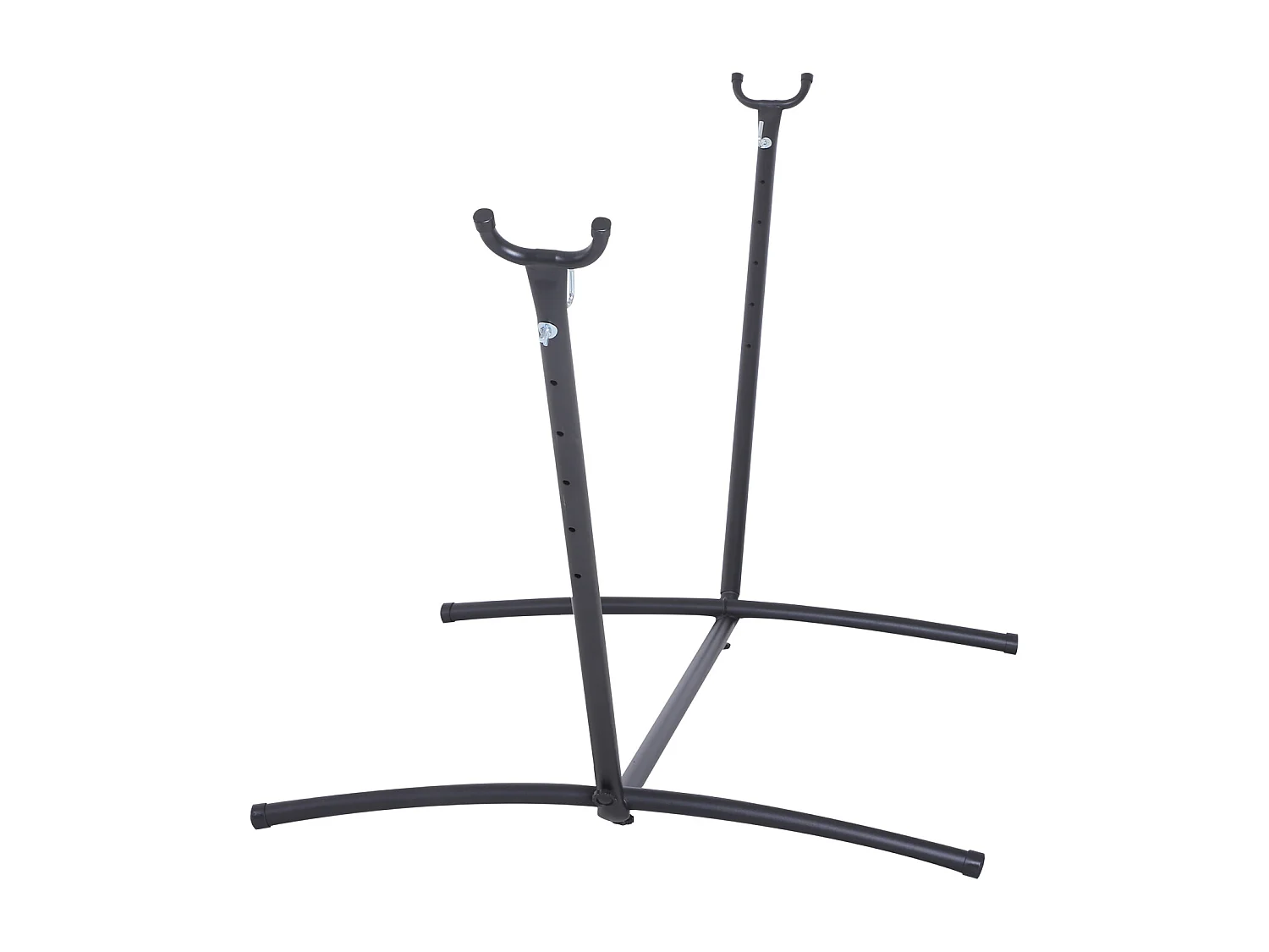 Support pied de hamac structure robuste métal époxy noir hauteur réglable 6 niveaux dim. 2,80L x 1,20l x 1,10H m