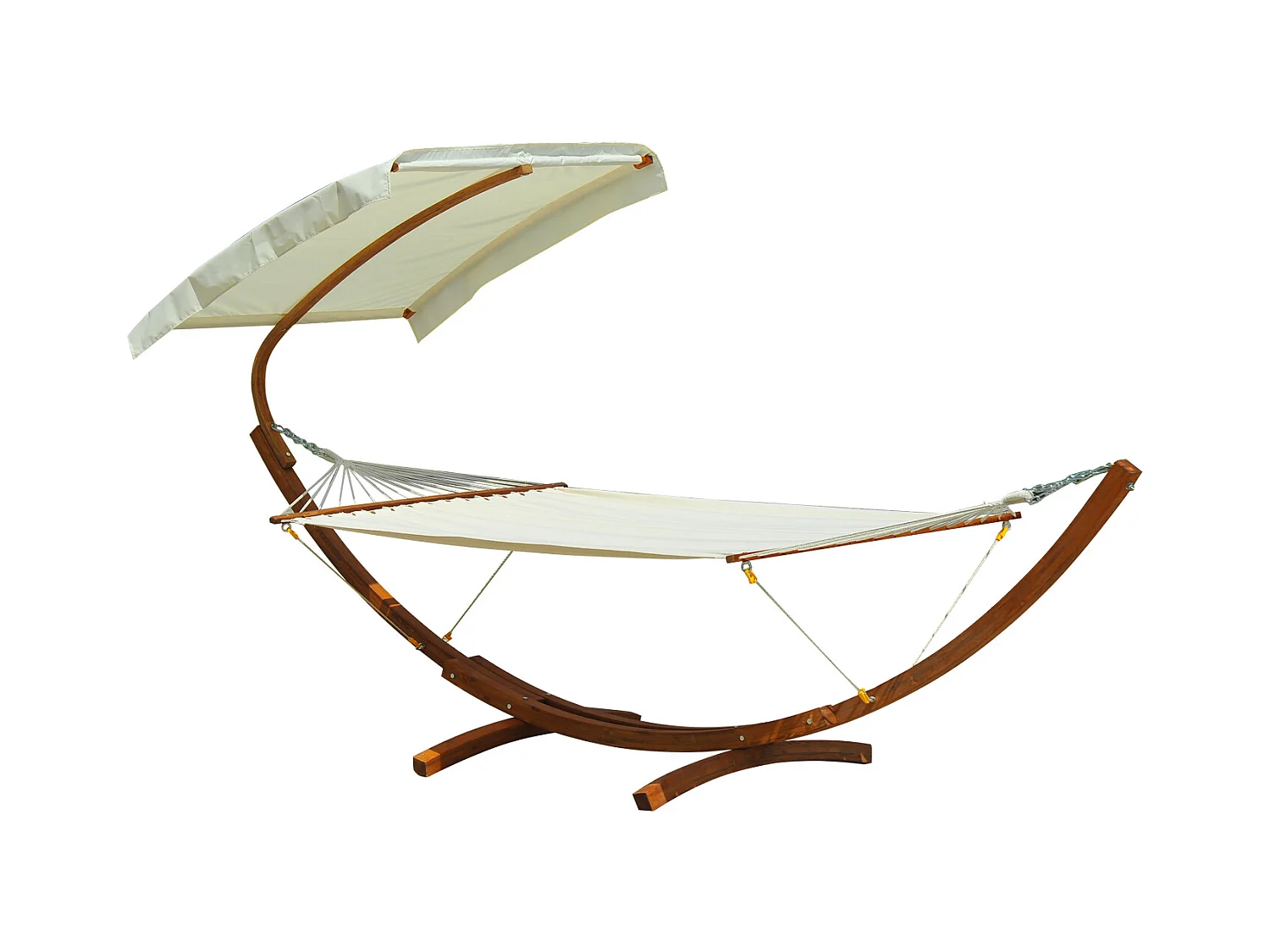 Hamac de jardin avec support en bois et parasol hamac sur pied 2 personnes max. charge max. 180 Kg