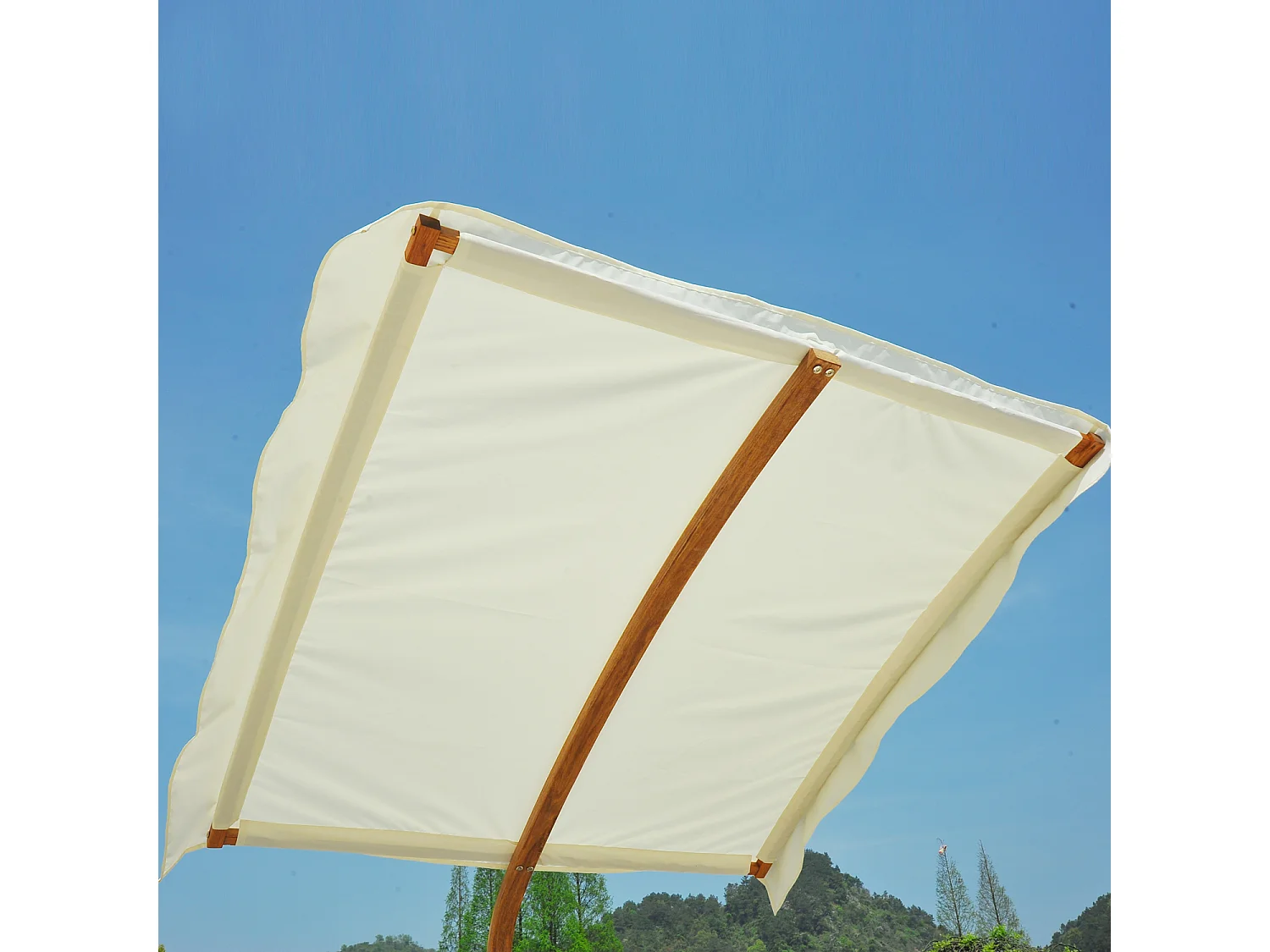 Hamac de jardin avec support en bois et parasol hamac sur pied 2 personnes max. charge max. 180 Kg