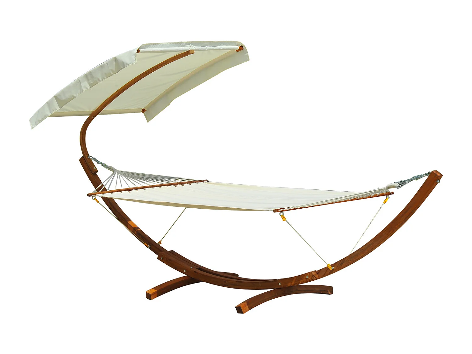 Hamac de jardin avec support en bois et parasol hamac sur pied 2 personnes max. charge max. 180 Kg