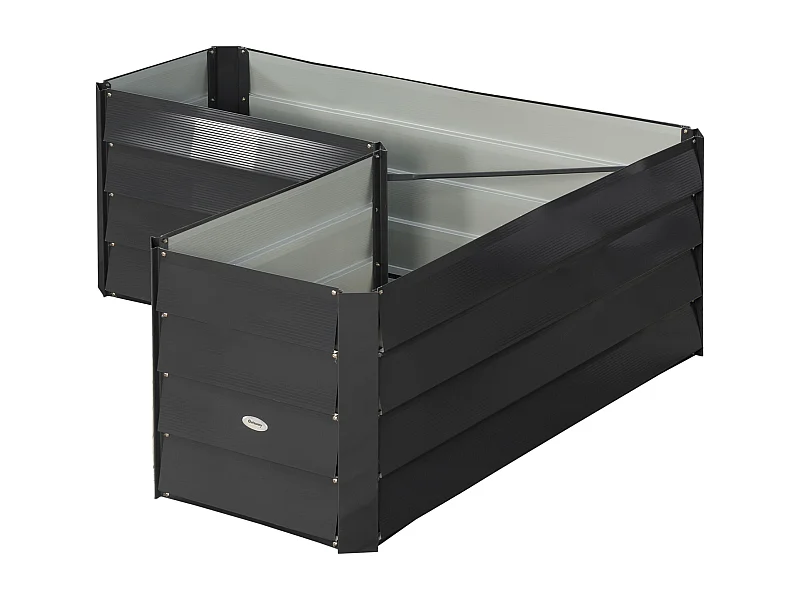 Carré potager de jardin jardinière d'angle sans fond - 115L x 115l x 44H cm - acier galvanisé gris foncé