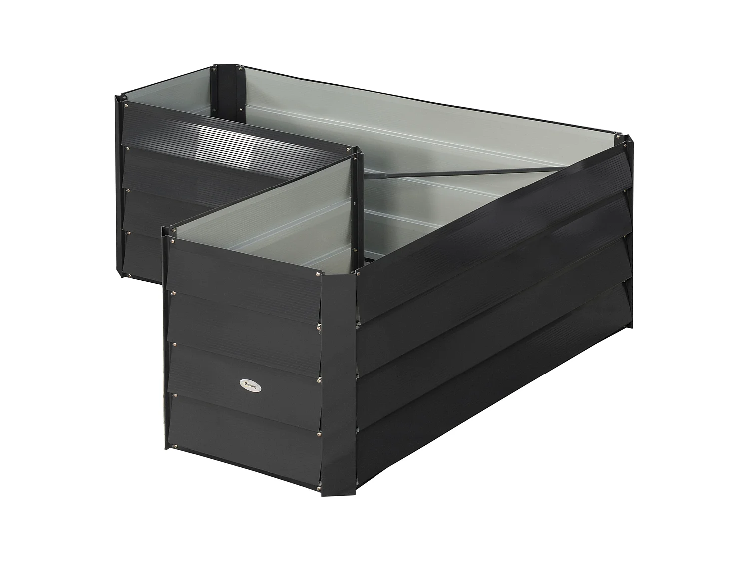 Carré potager de jardin jardinière d'angle sans fond - 115L x 115l x 44H cm - acier galvanisé gris foncé