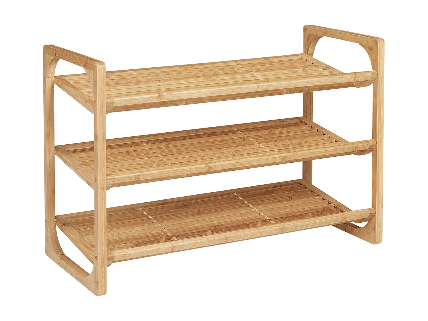 Étagère à chaussures bambou 3 étagères style naturel dim. 76L x 33l x 51H cm