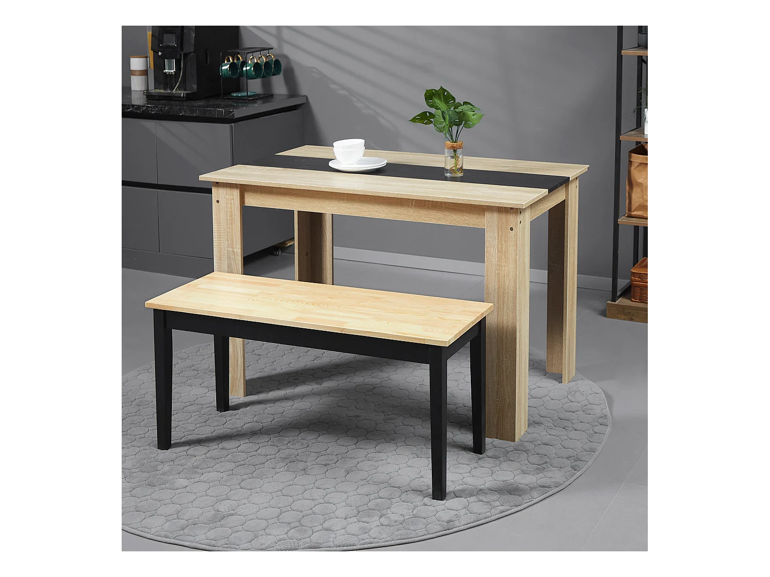 Banc 2 personnes dim. 102L x 36l x 45H cm bois de pin noir