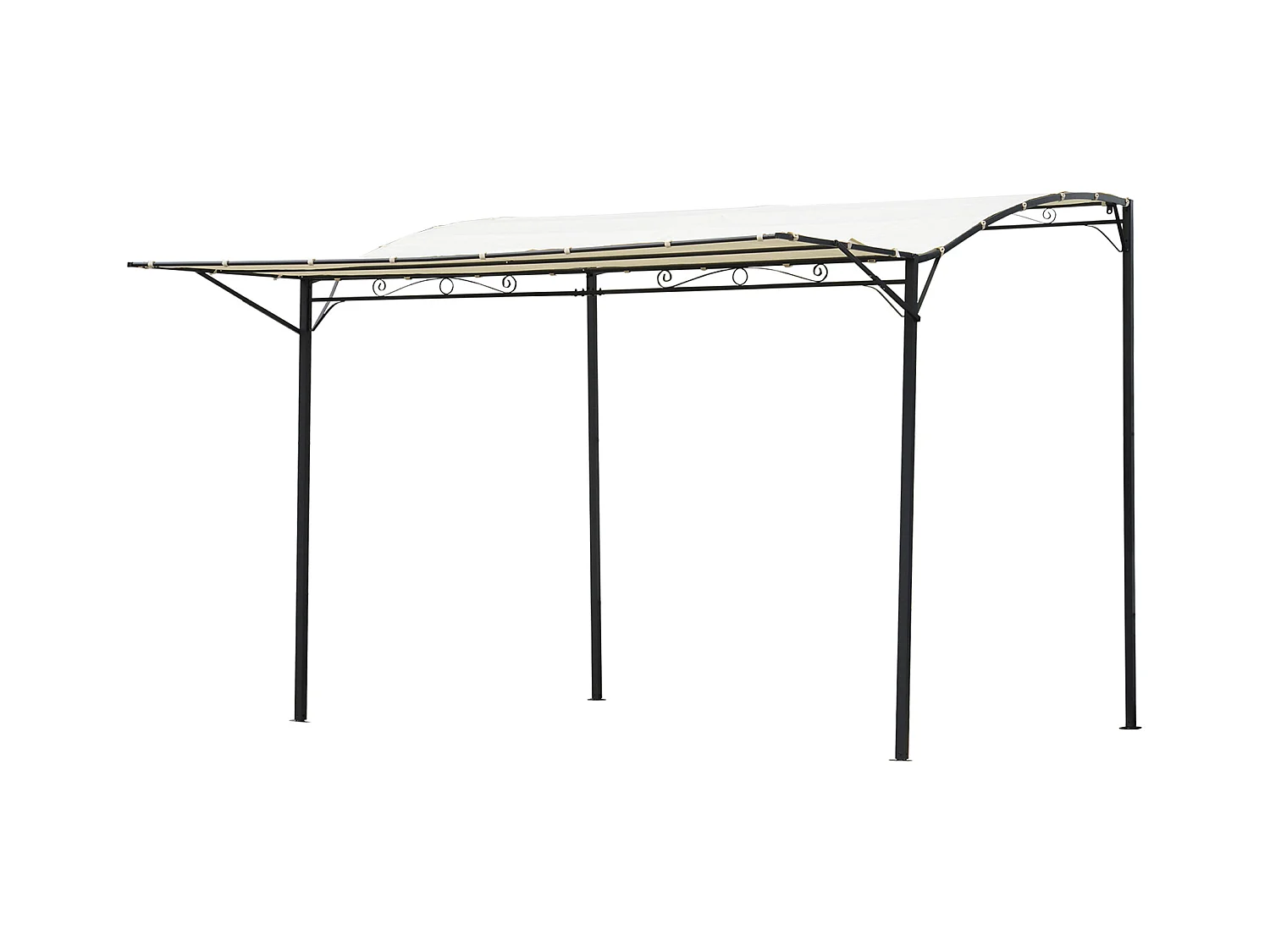 Pergola tonnelle de jardin avec auvent réglable métal époxy polyester haute densité crème