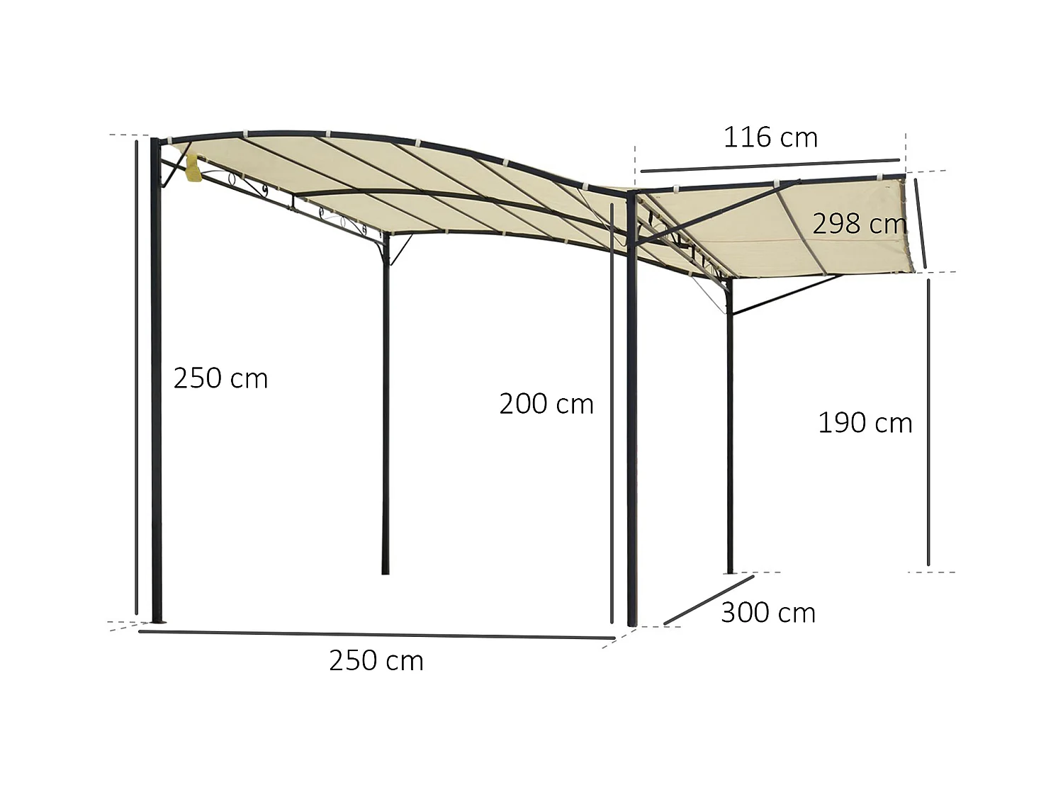 Pergola tonnelle de jardin avec auvent réglable métal époxy polyester haute densité crème