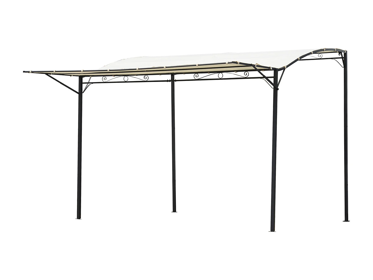 Pergola tonnelle de jardin avec auvent réglable métal époxy polyester haute densité crème