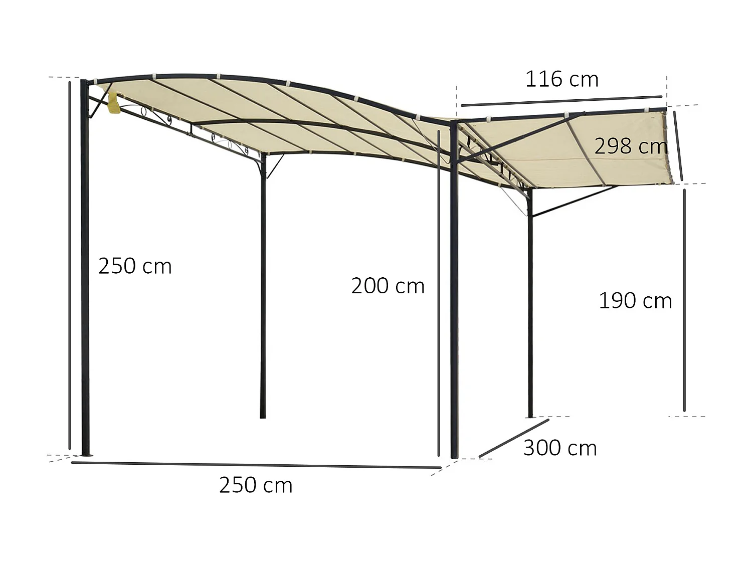 Pergola tonnelle de jardin avec auvent réglable métal époxy polyester haute densité crème