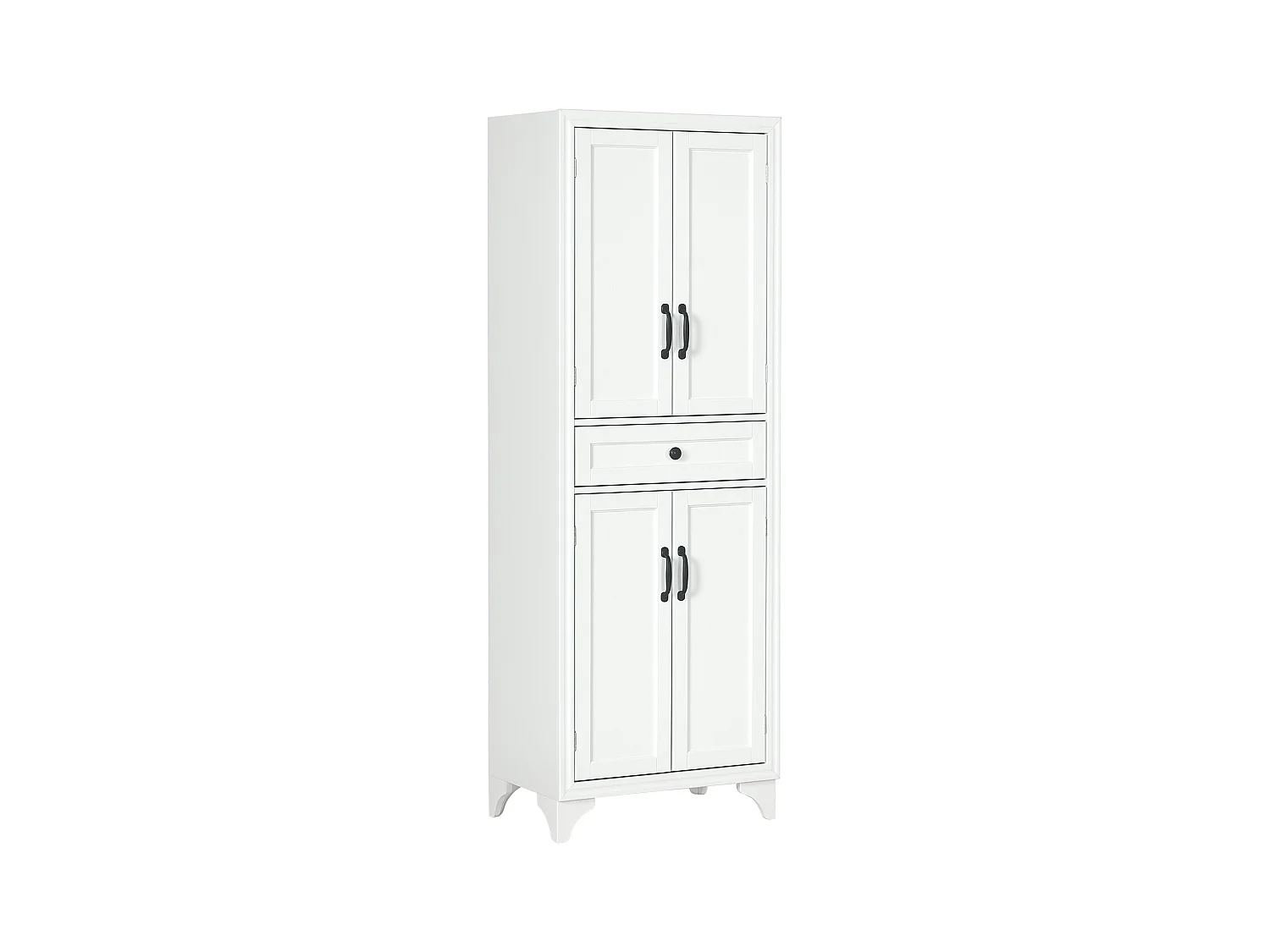 Buffet haut 4 portes 2 étagères tiroir coulissant MDF blanc