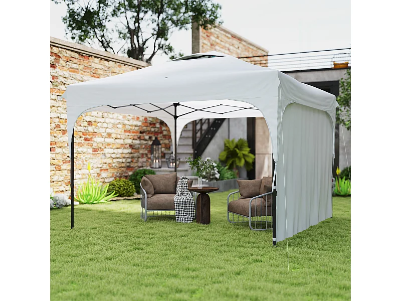 Tonnelle barnum de jardin pliant - dim. 3L x 3l x 2,65H m - acier Oxford blanc