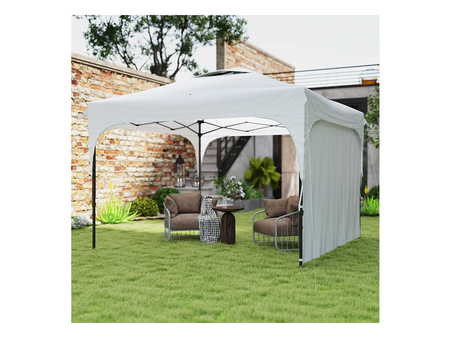 Tonnelle barnum de jardin pliant - dim. 3L x 3l x 2,65H m - acier Oxford blanc