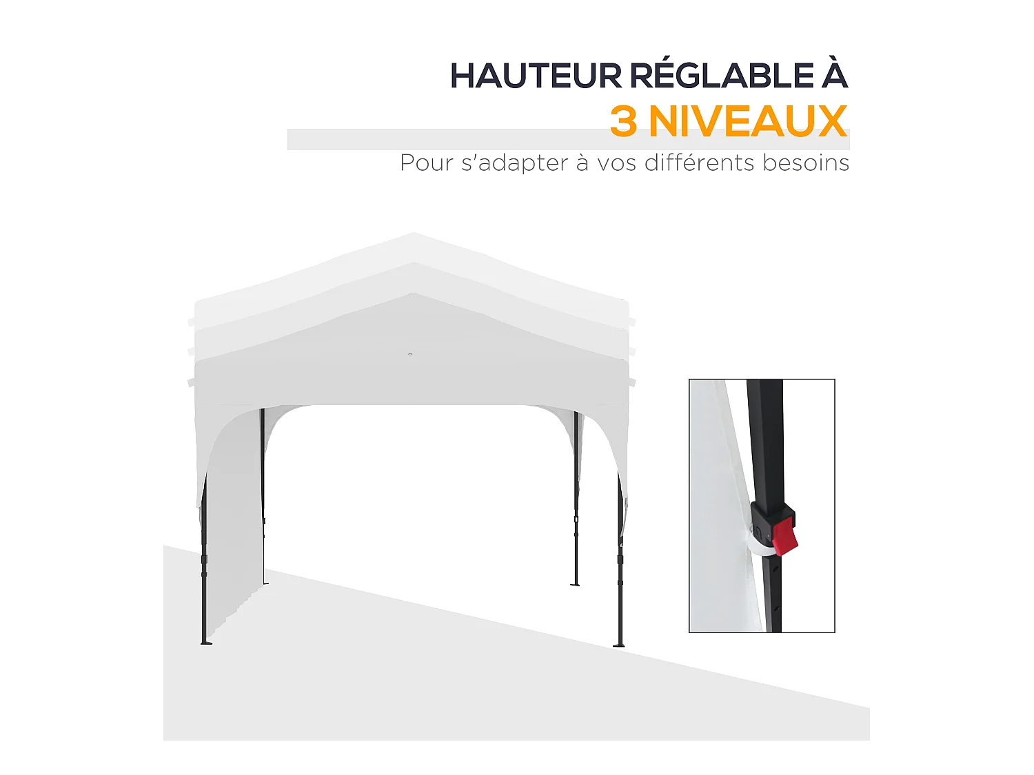 Tonnelle barnum de jardin pliant - dim. 3L x 3l x 2,65H m - acier Oxford blanc