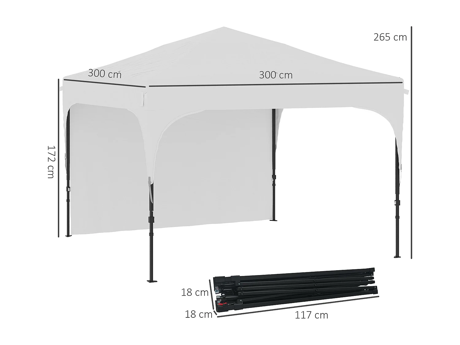 Tonnelle barnum de jardin pliant - dim. 3L x 3l x 2,65H m - acier Oxford blanc