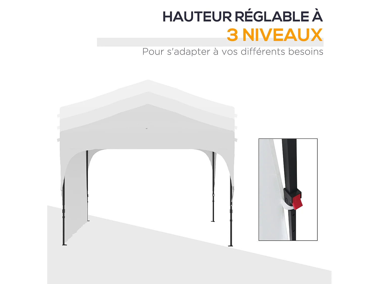 Tonnelle barnum de jardin pliant - dim. 3L x 3l x 2,65H m - acier Oxford blanc