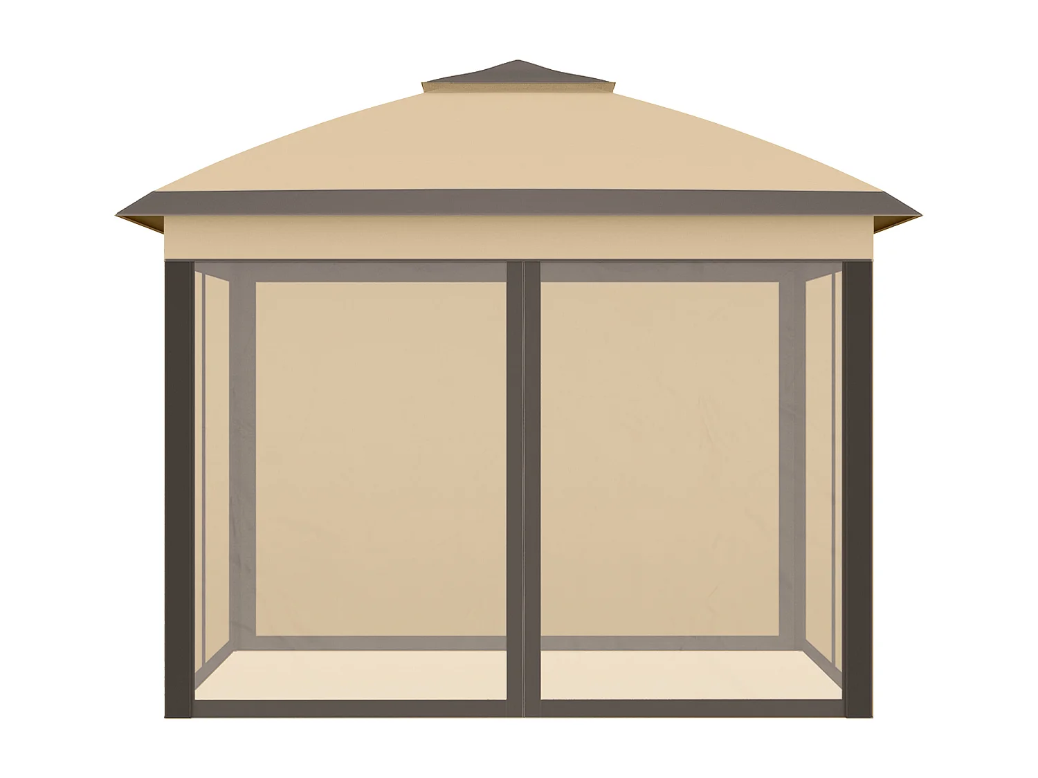 Tonnelle barnum automatique pop-up dim. 3,3L x 3,3l x 2,88H m moustiquaires sac transport métal oxford marron beige