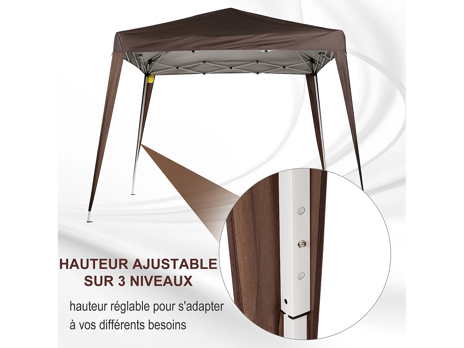 Tonnelle barnum de jardin pop-up pliant 2,4L x 2,4l x 2,5H m acier polyester imperméabilisé anti UV avec sac de transport chocolat