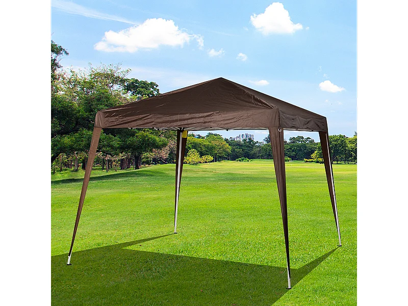 Tonnelle barnum de jardin pop-up pliant 2,4L x 2,4l x 2,5H m acier polyester imperméabilisé anti UV avec sac de transport chocolat