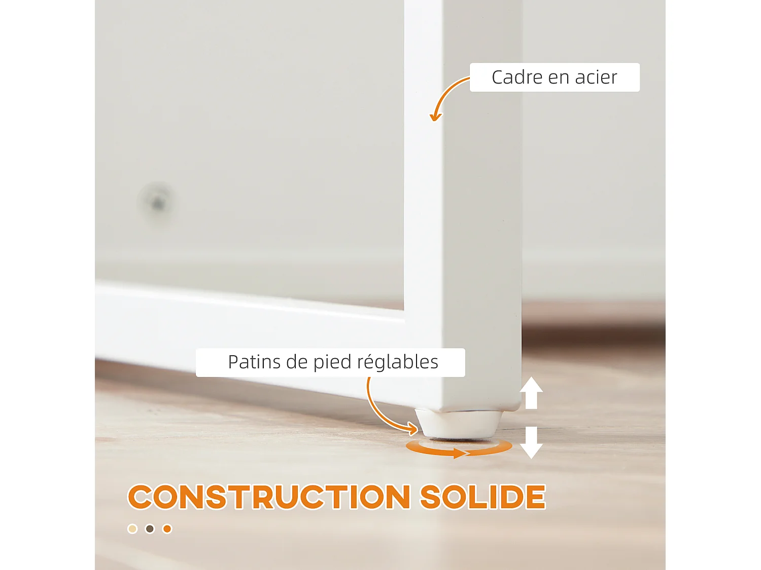 Ilot de cuisine table de bar - 3 étagères, porte-couteaux acier inox. - blanc aspect chêne clair