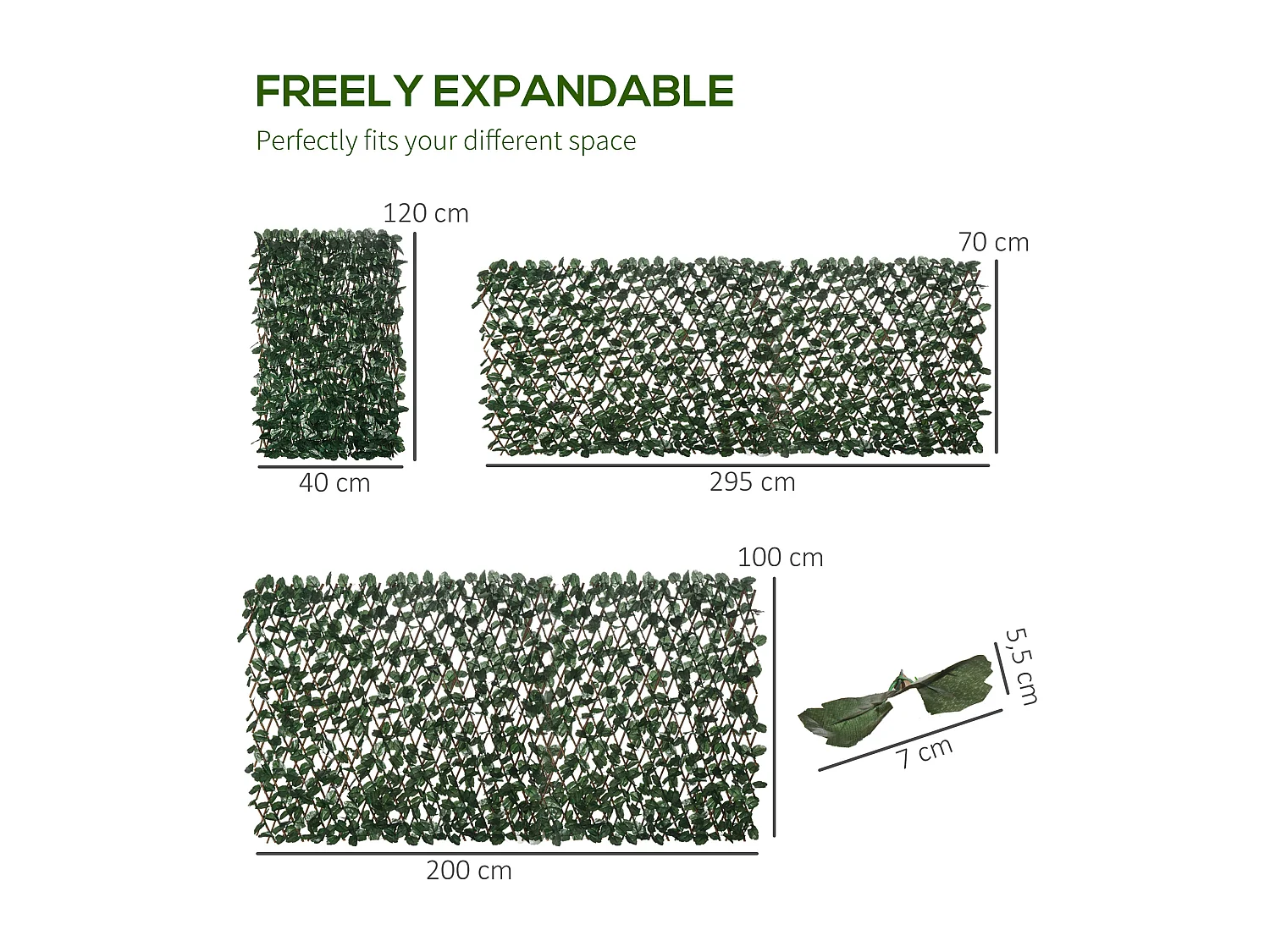 Lot de 2 haies artificielles feuilles de lierre - treillis extensible - brise-vue canisse végétale feuillage réaliste osier polyester