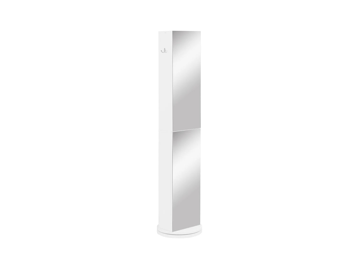 Meuble colonne de salle de bain pivotant avec miroir - 6 étagères - 36L x 36l x 171H cm - blanc