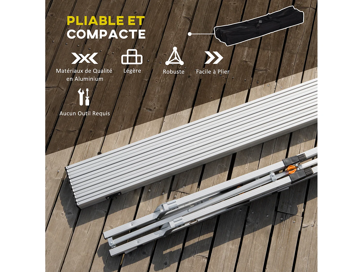 Table pliante en aluminium table de camping table de jardin 6 personnes hauteur réglable + sac de transport