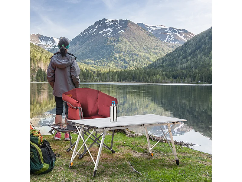 Table pliante en aluminium table de camping table de jardin 6 personnes hauteur réglable + sac de transport