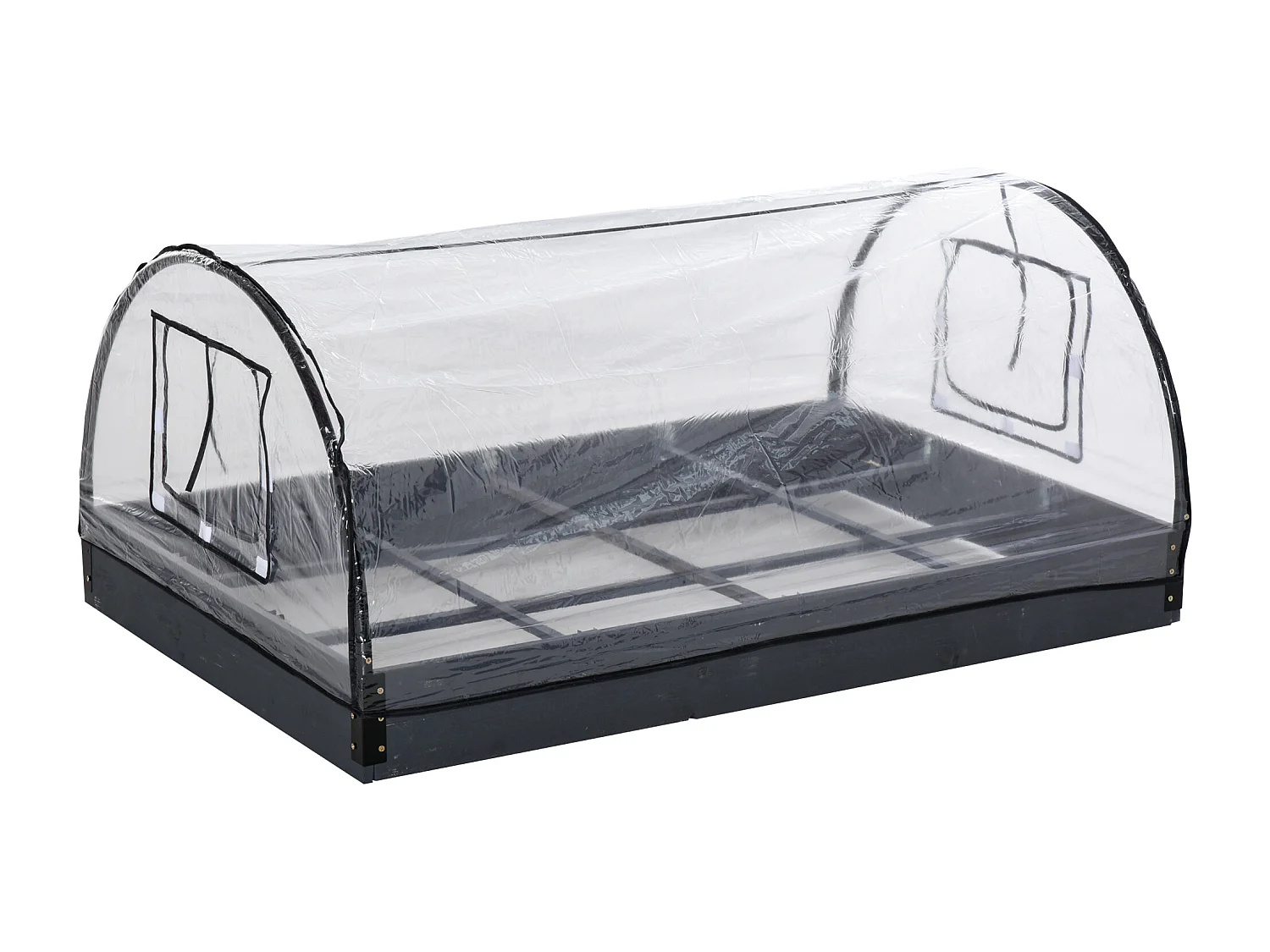 Mini serre de jardin serre à tomates mini serre pour semis carré potager bois sapin gris bâche PVC