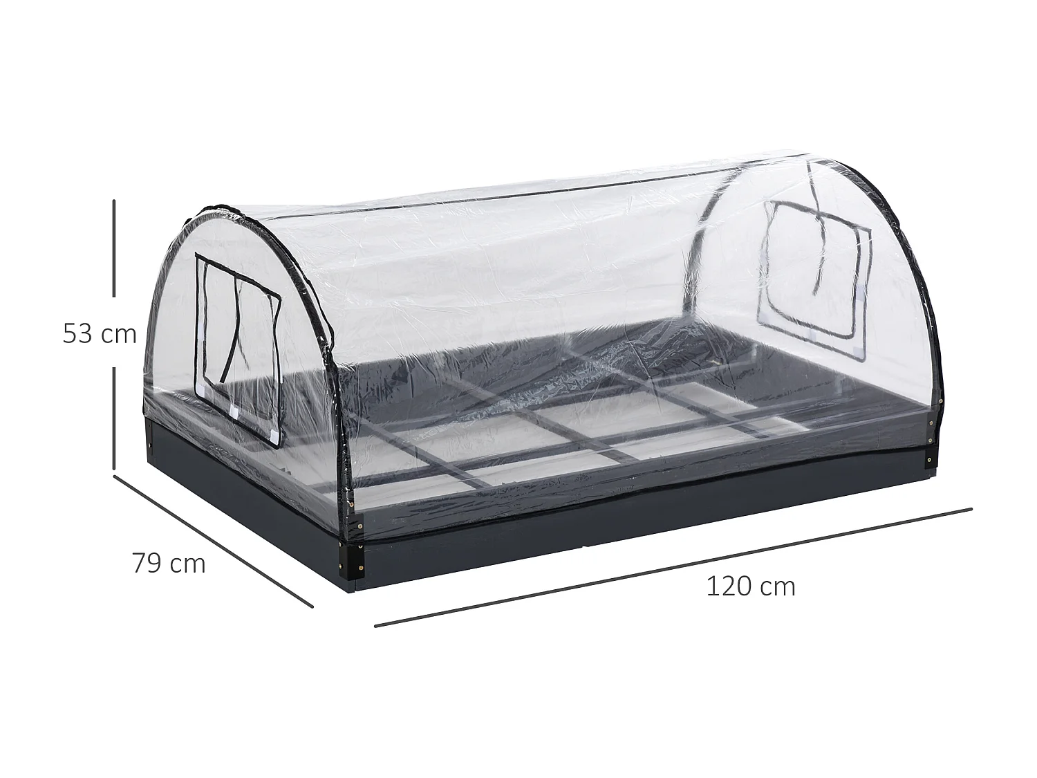 Mini serre de jardin serre à tomates mini serre pour semis carré potager bois sapin gris bâche PVC