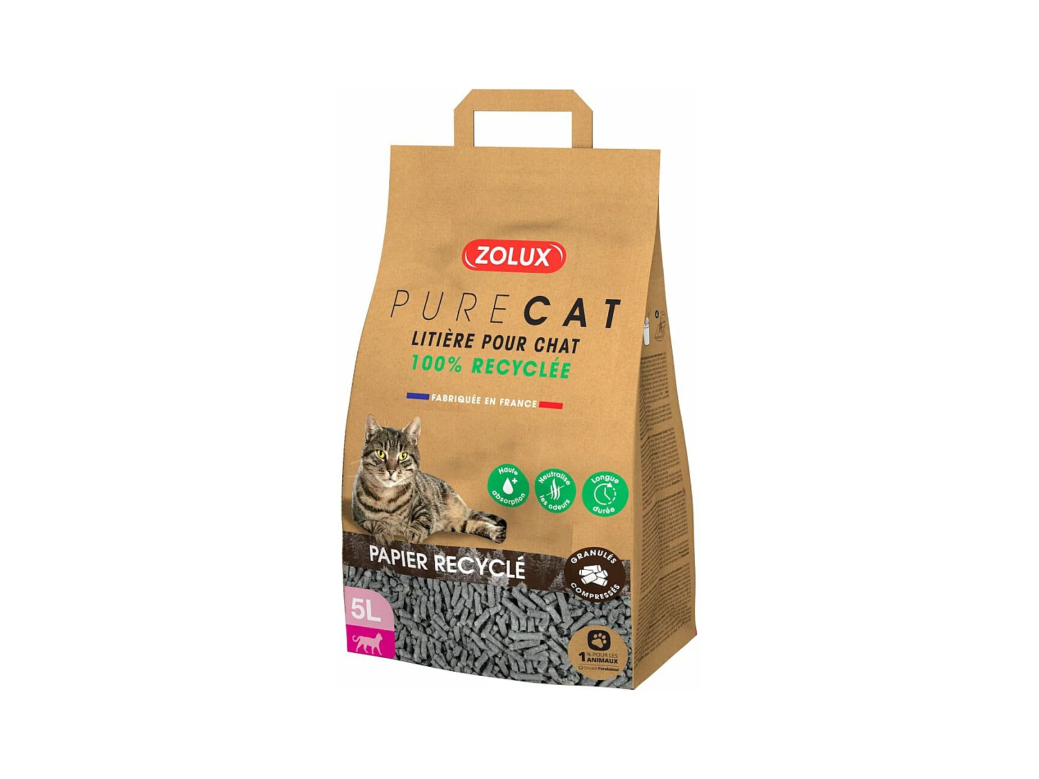 Litière éco conçue en papier recyclé Purecat 5 litres