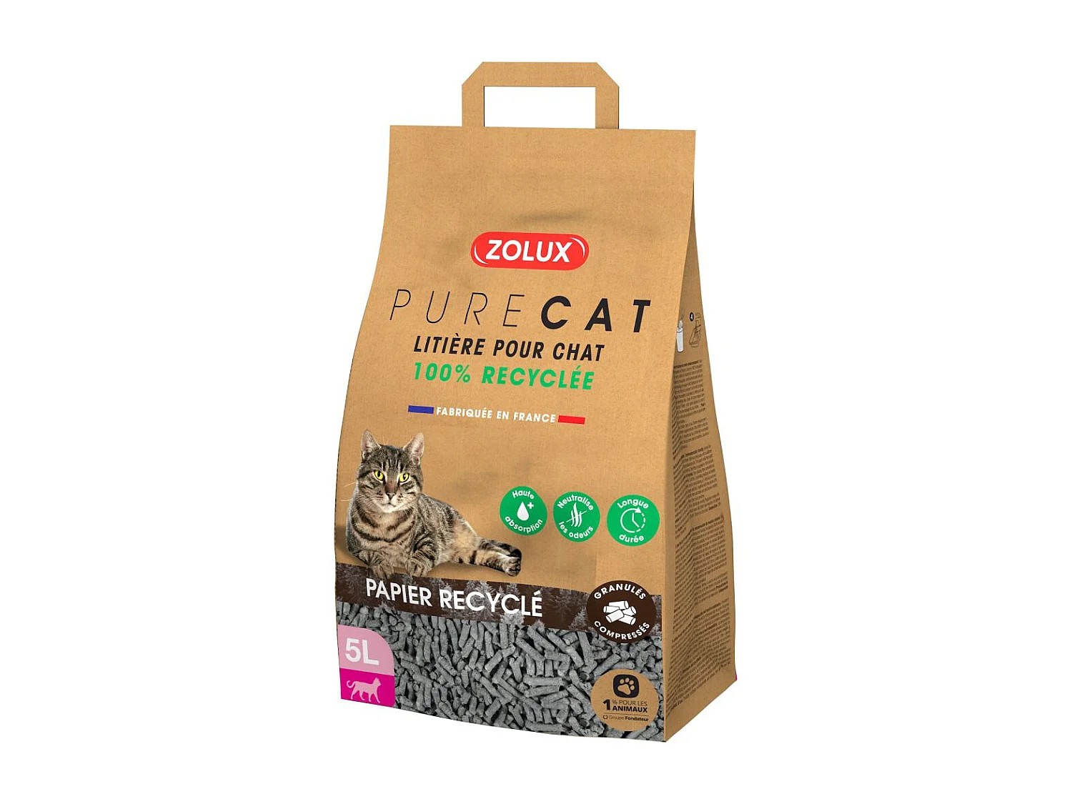 Litière éco conçue en papier recyclé Purecat 5 litres