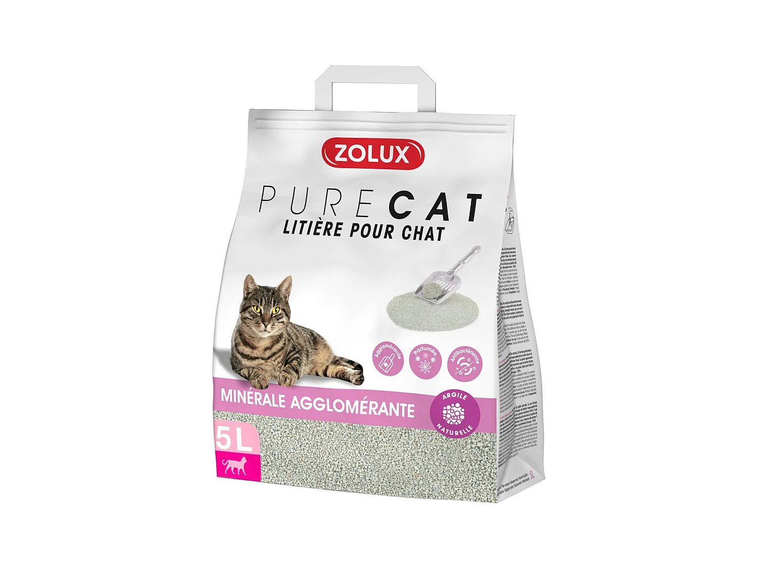 Litière agglomérante parfum floral Purecat 5 litres