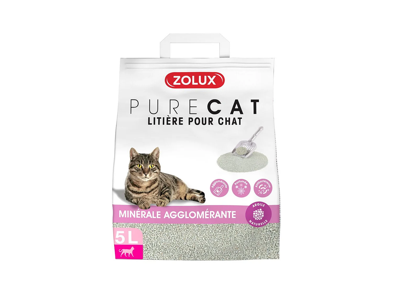 Litière agglomérante parfum floral Purecat 5 litres