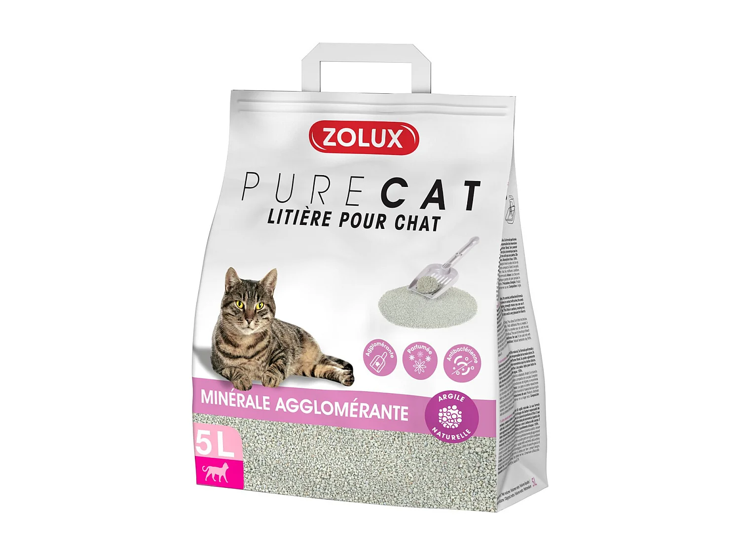 Litière agglomérante parfum floral Purecat 5 litres