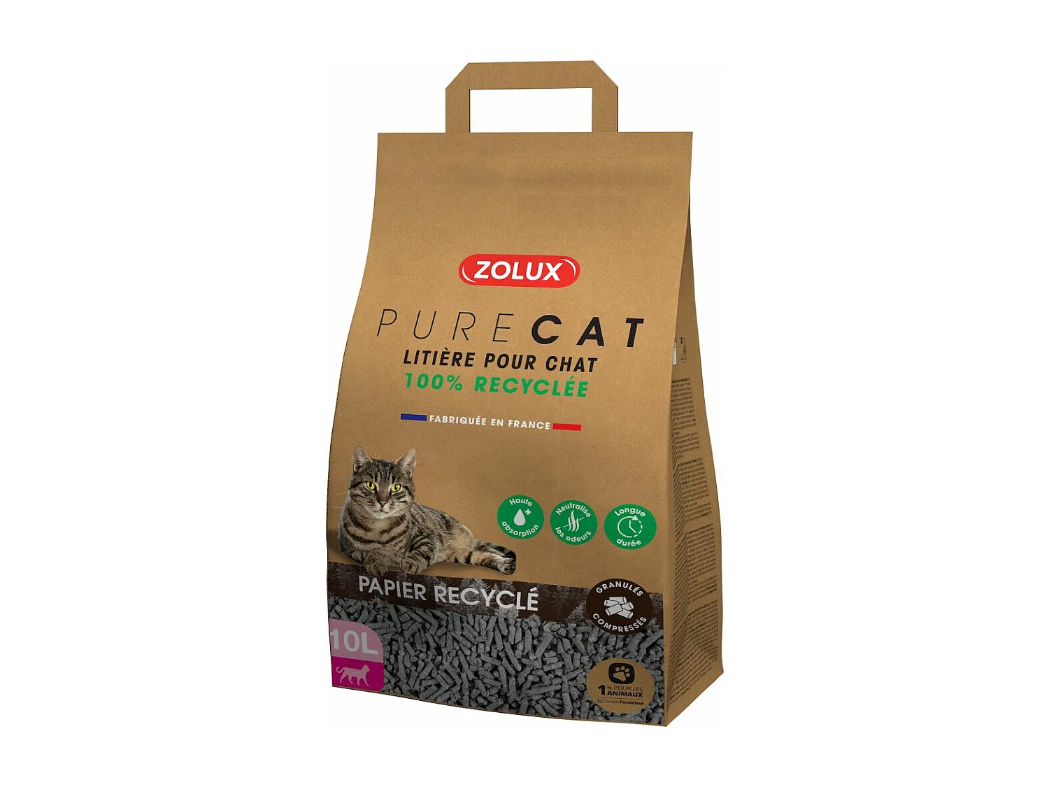 Litière éco conçue en papier recyclé Purecat 10 litres