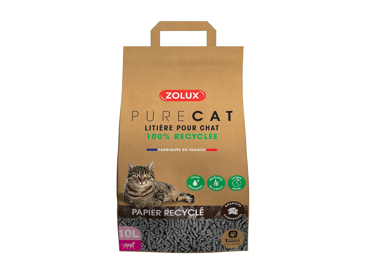 Litière éco conçue en papier recyclé Purecat 10 litres