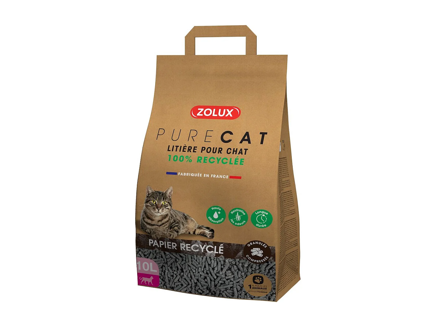 Litière éco conçue en papier recyclé Purecat 10 litres