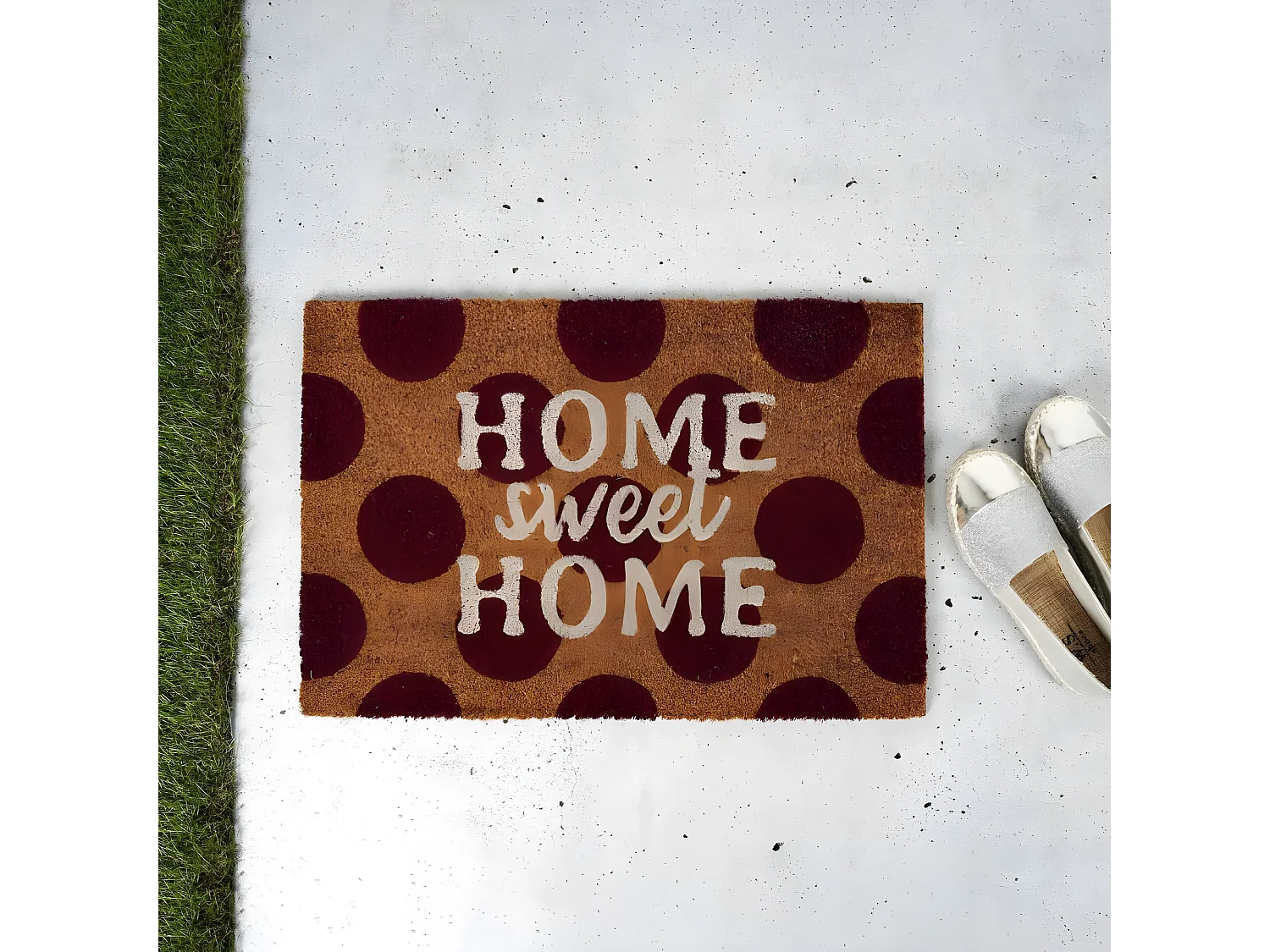 Paillasson fibre de coco avec inscription  60 x 40 cm Pois - Home sweet home