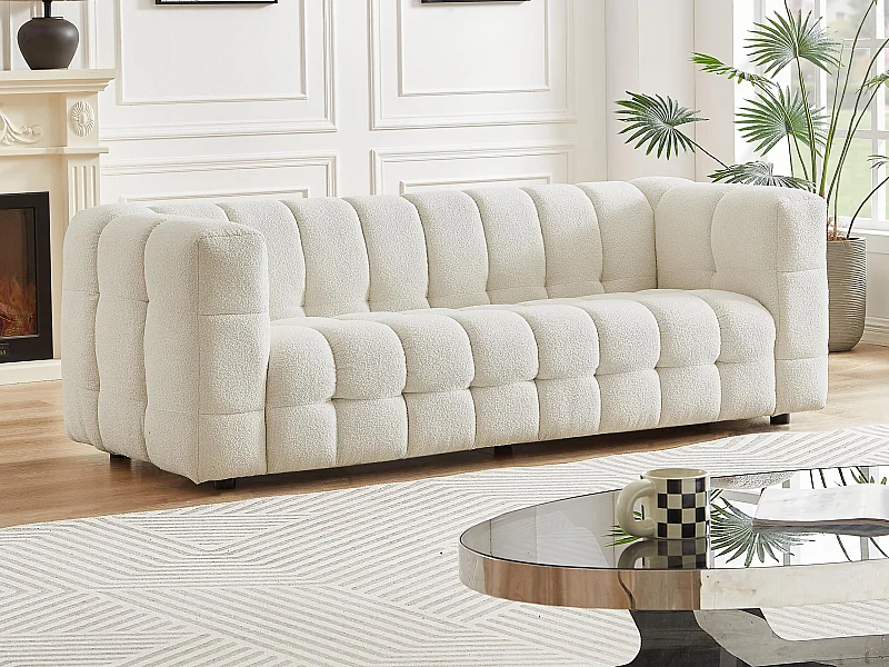 Canapé 3 places en tissu bouclette blanc ivoire LERICI de Pascal Morabito