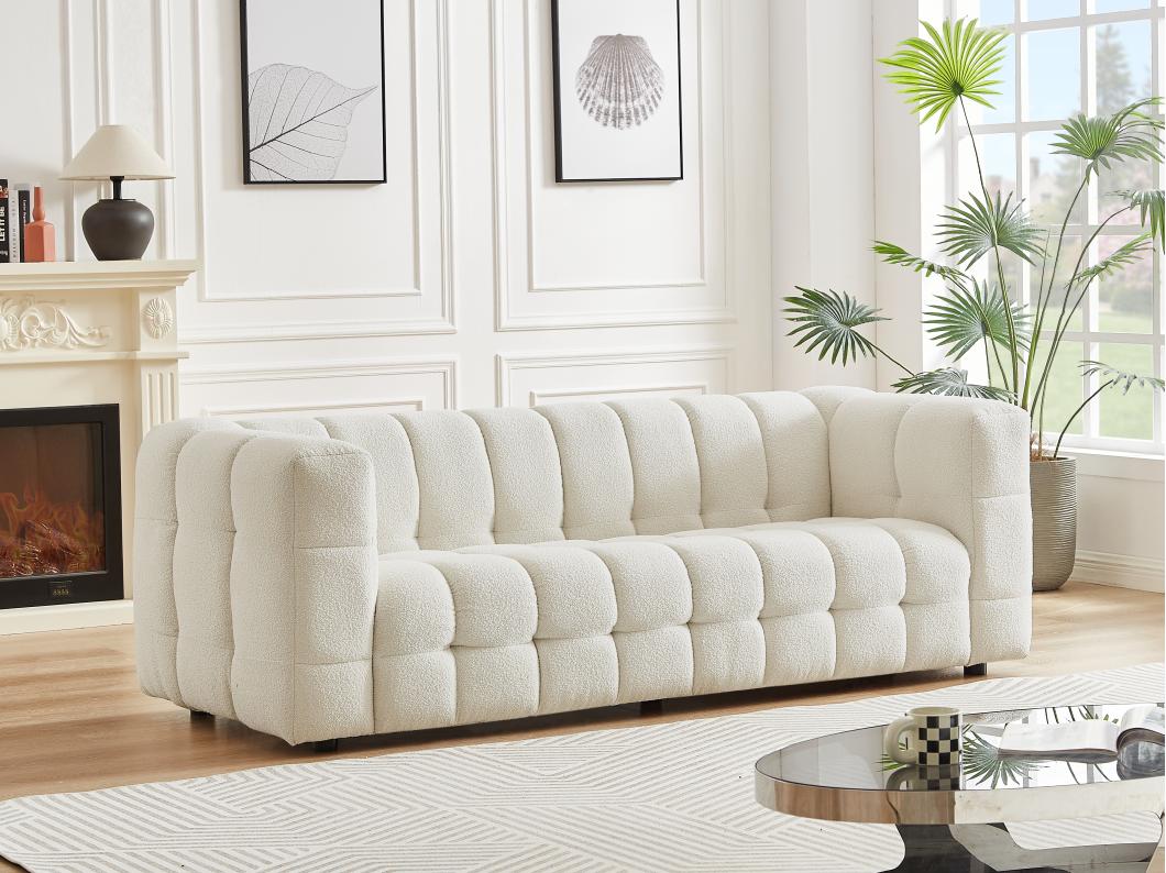 Sofa 3-Sitzer - Bouclé-Stoff - Elfenbeinfarben - LERICI von PASCAL MORABITO