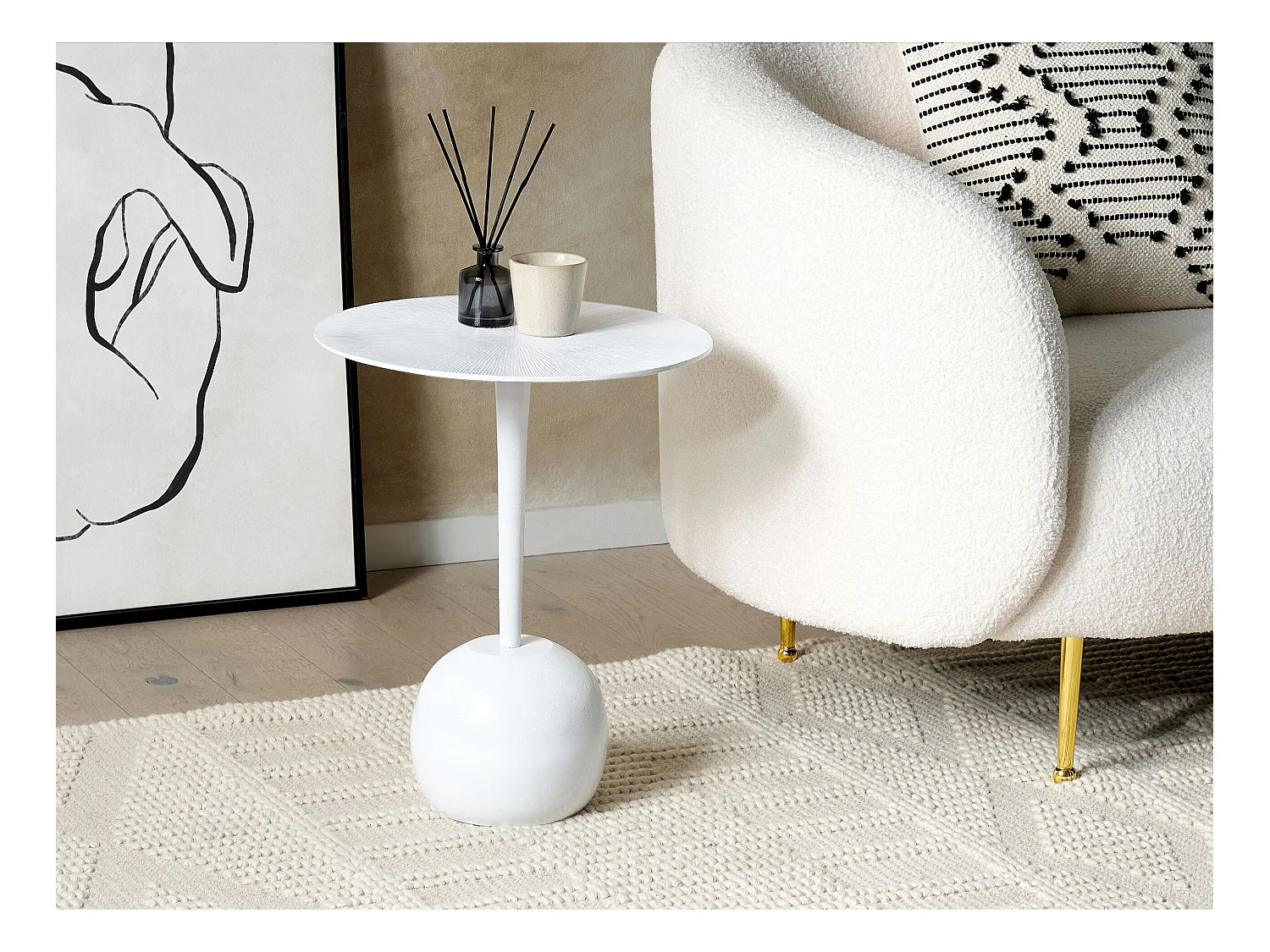 Table d'appoint EUCLA Métal Blanc