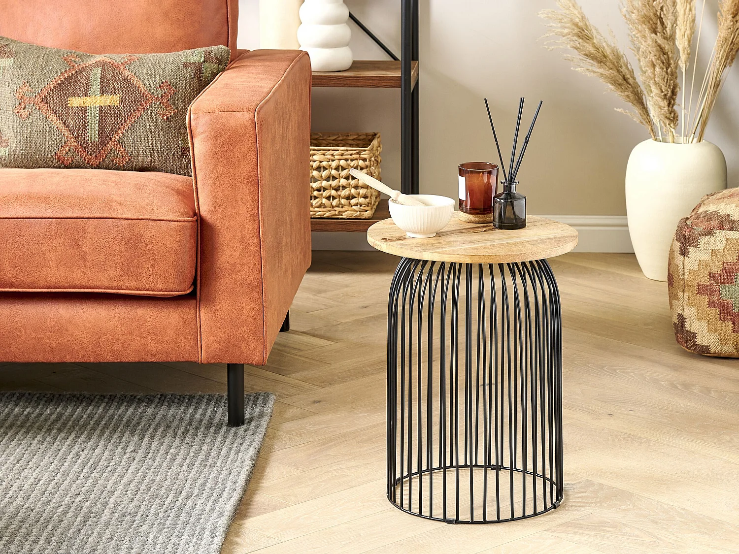 Table d'appoint WILLS Bois de manguier Marron/noir